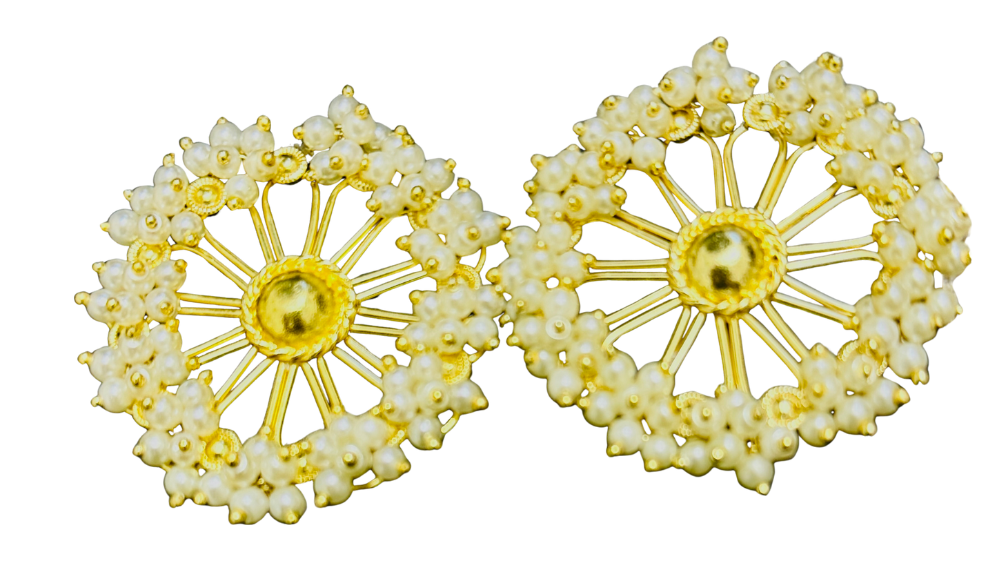 Pearl-Studded Floral Handcrafted Stud Earring