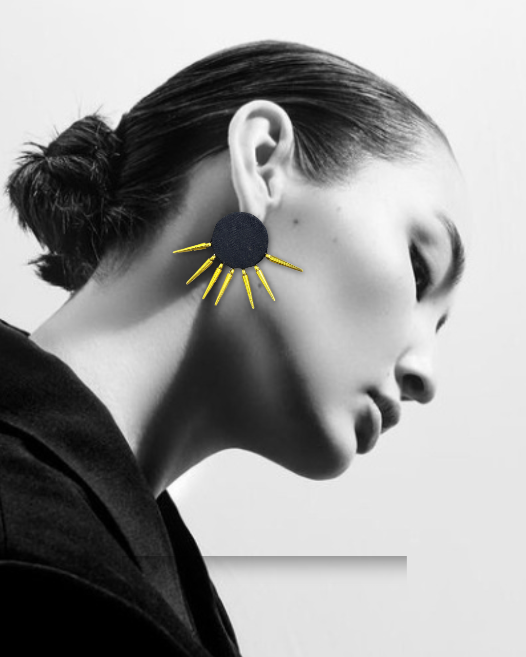 Handcrafted Black & Golden Bohemian Fabric Earring