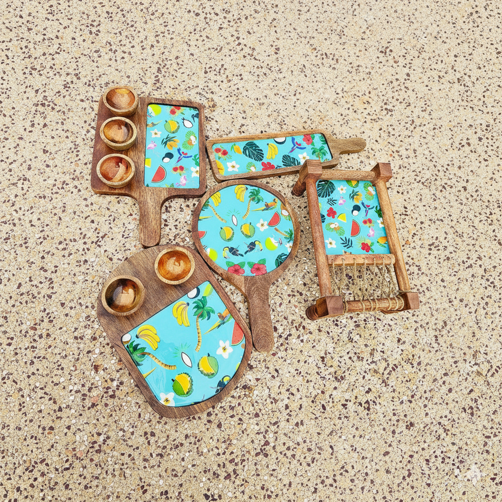 Khat Shape Serving Platter Set Available in 2 Designs
