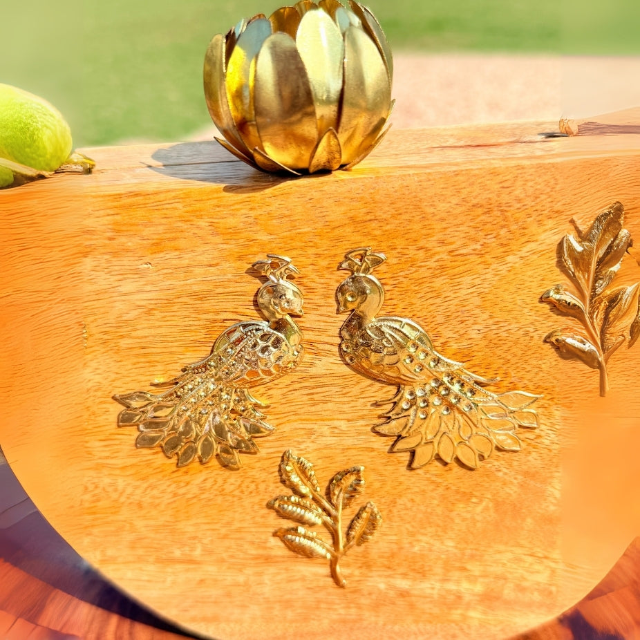 Golden wooden handbags