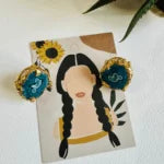 Rough Precious Stone Round Shape Casual Wear Earrings