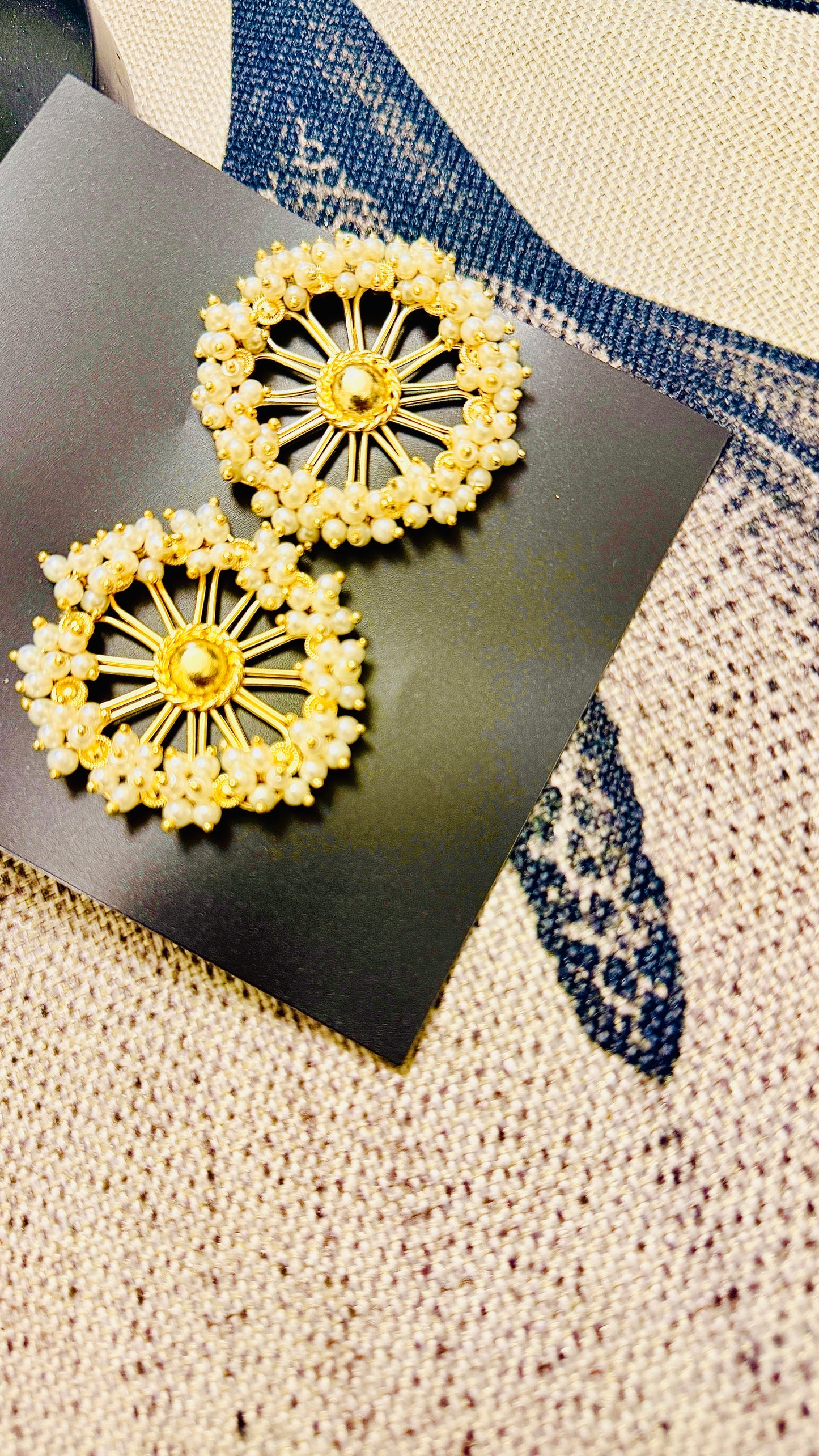 Pearl-Studded Floral Handcrafted Stud Earring