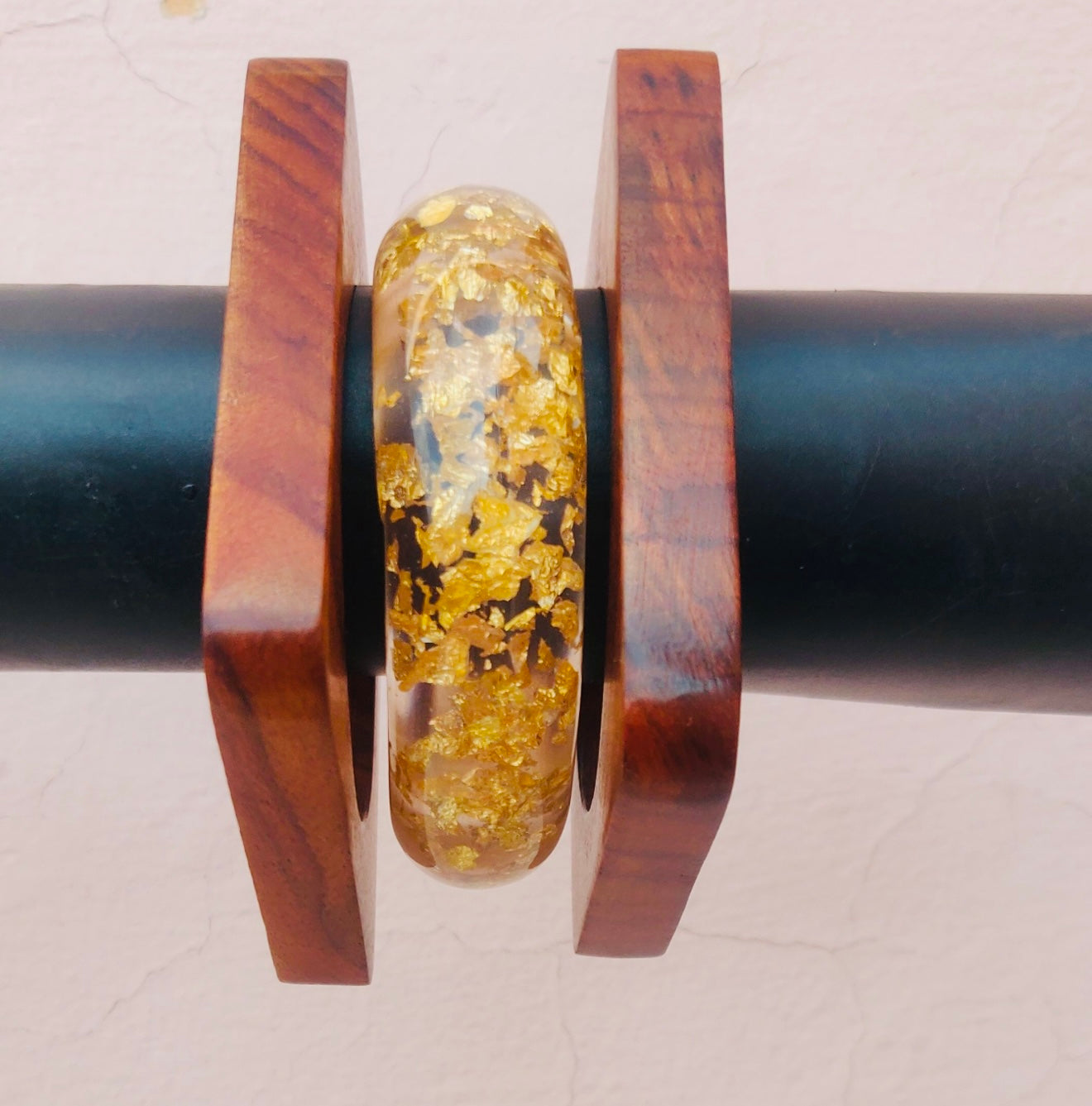 Stylish Layered Resin & Wooden Bangles β Set of 3