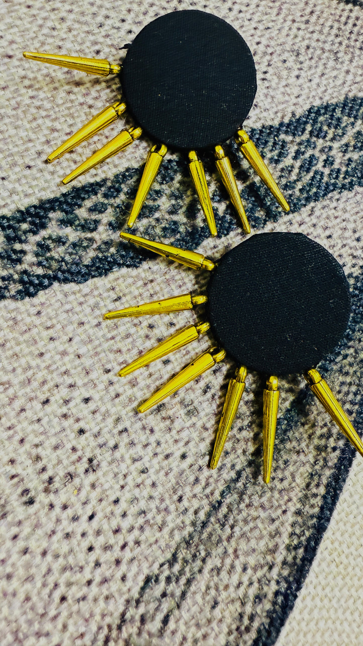 Handcrafted Black & Golden Bohemian Fabric Earring