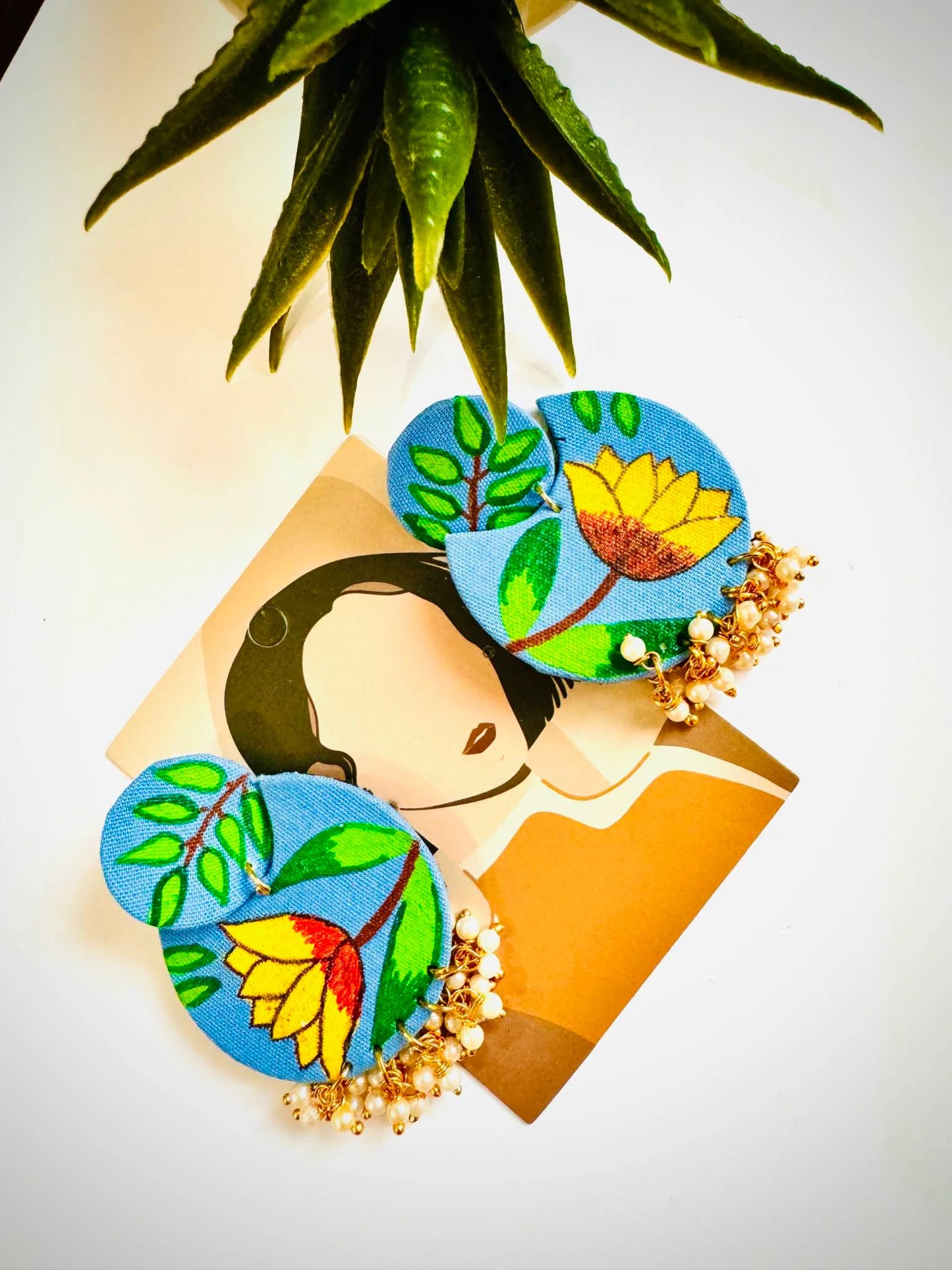 Handpainted Fabric Earring in Different Color