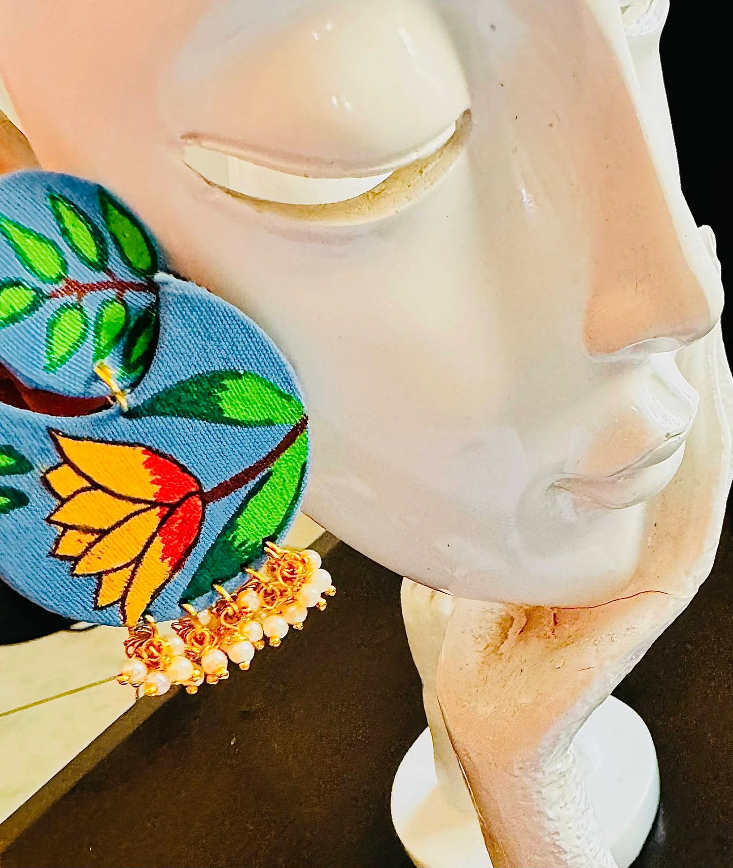 Handpainted Fabric Earring in Different Color