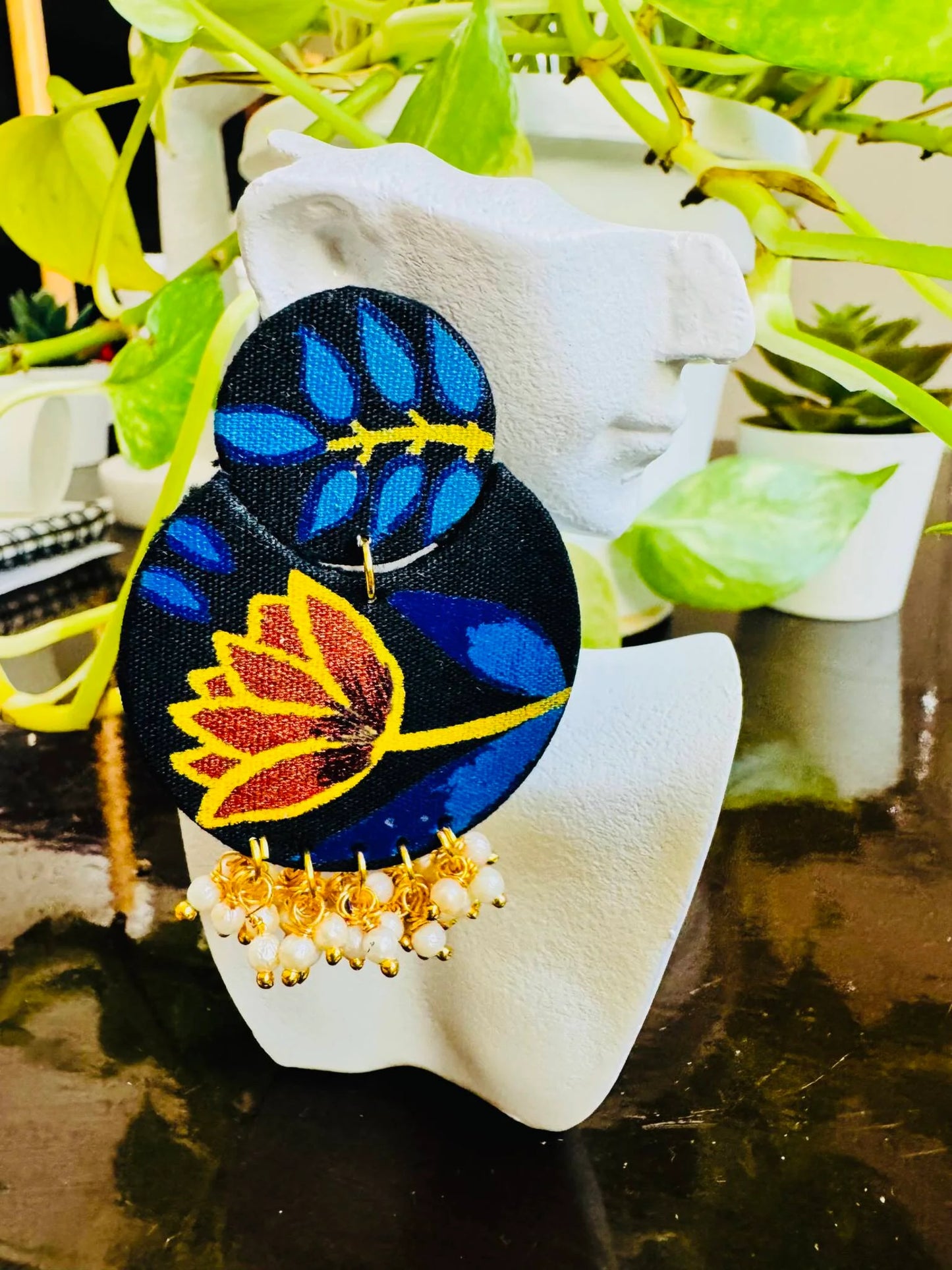 Handpainted Fabric Earring in Different Color