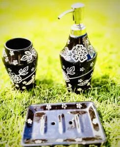 Black and white Flower shape Bathroom Dispensers set of 3