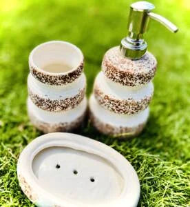 Rustic Looking Brown Bathroom Dispensorb set of 3