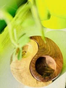 Wooden Yin yan Candle Holder