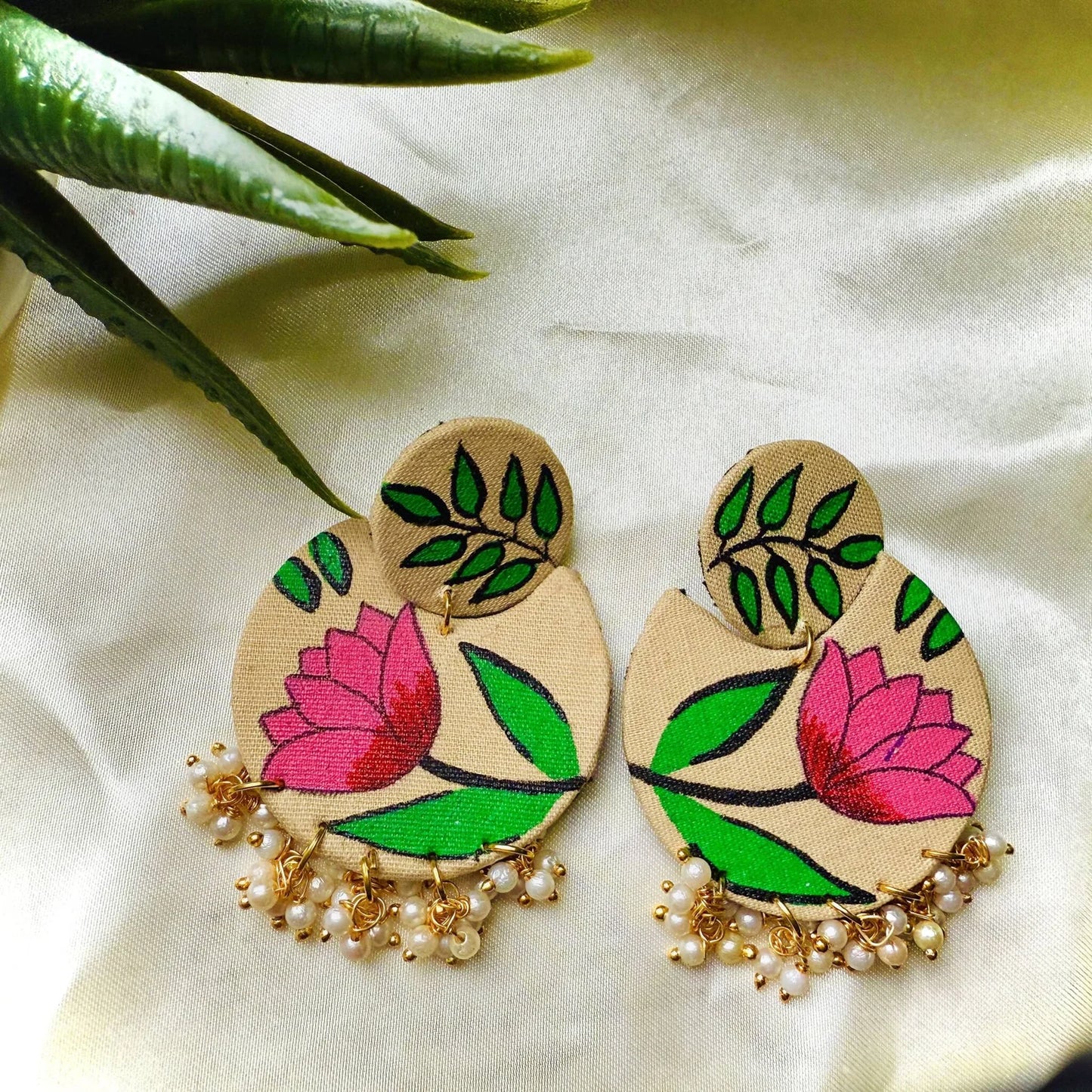 Handpainted Fabric Earring in Different Color