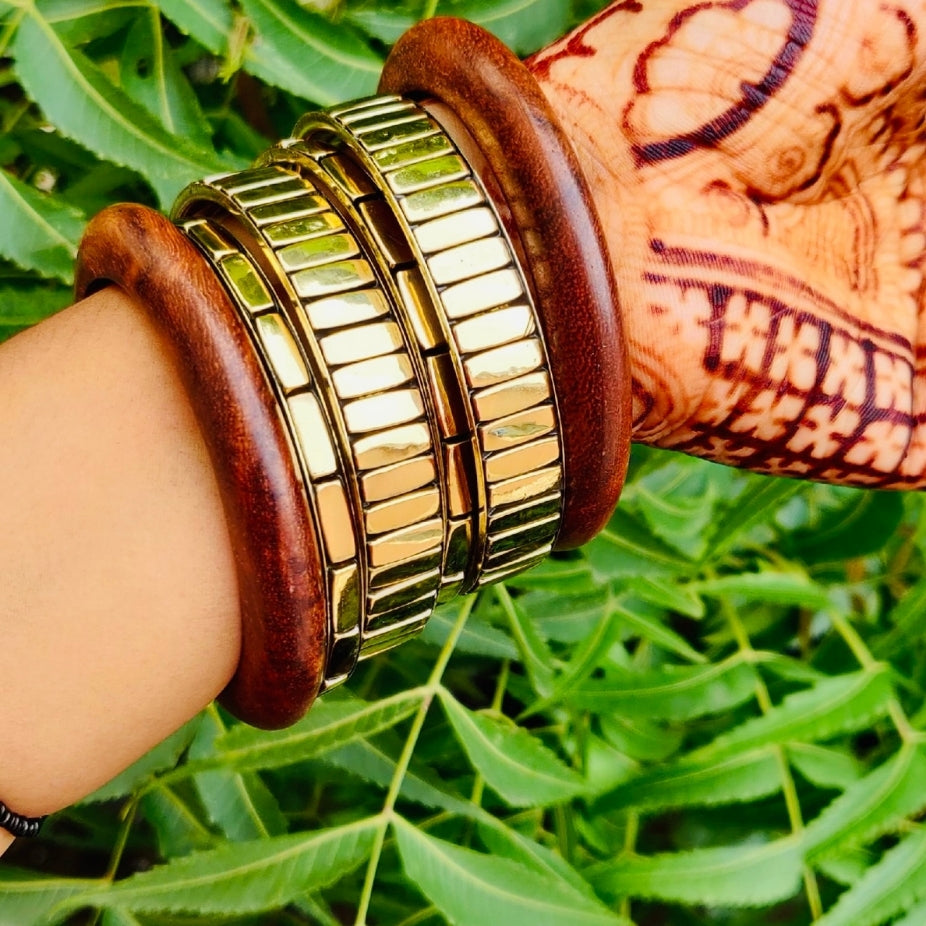 Elegant handcrafted resin and wooden bangles set adding charm to any outfit