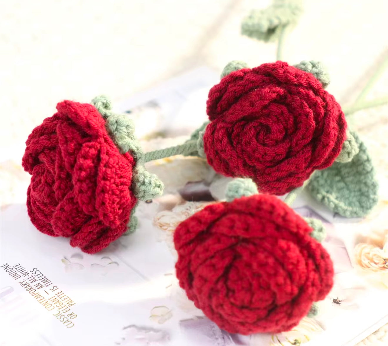 Valentines Day Rose Fashion Durable crochet Flower