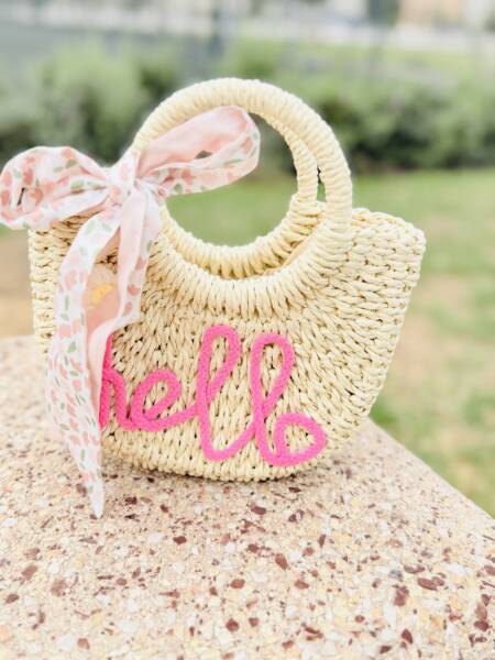 Vacation Style Straw Bag with a Bow Available in 2 Colors