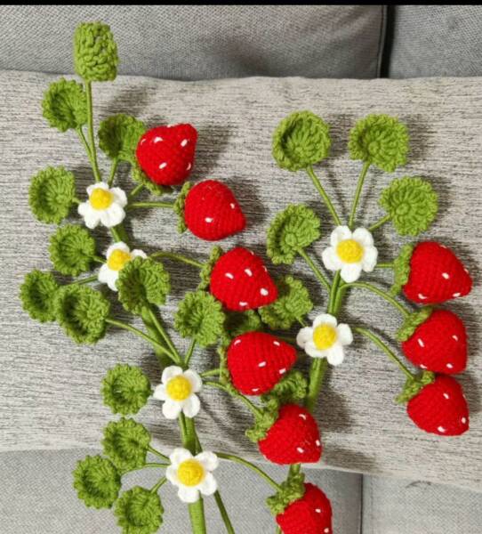 Strawberry Shaped Handmade Crochet Flower