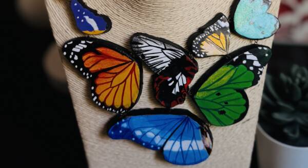 Floral Necklace Set Earring Handpainted