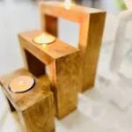 Wooden Set of 3 Candle Holder