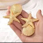 Metal Beach Gold Scallop Stud