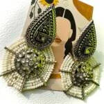 Brass Metal Crysal And Beads Studded Sequis Hand Crafted Drop Earring