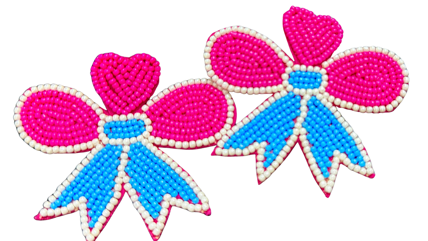 Handmade Seed Bead Bow Earrings