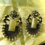 German Silver Premium Quality Silver Plated Stone Work Designer Earring for Women and Girls.