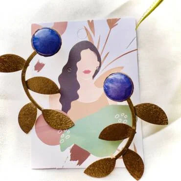 Precious Stone Leaf Shape Earring