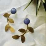 Precious Stone Leaf Shape Earring