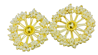 Pearl-Studded Floral Handcrafted Stud Earring