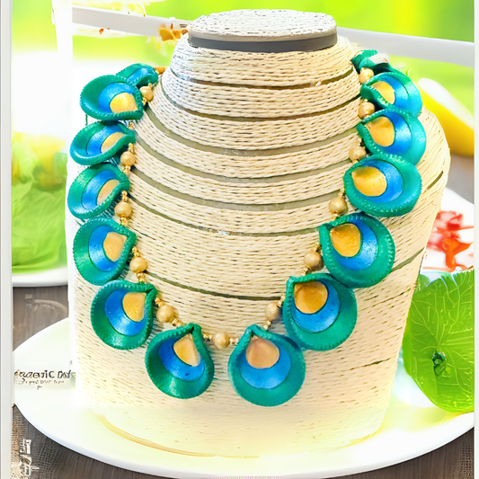 Blue shell pattern necklace set