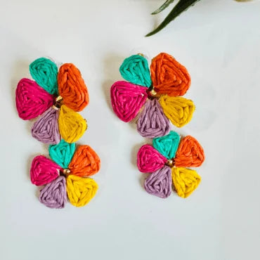 Bohemian Handwoven Raffia Earring