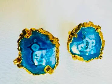 Rough Precious Stone Round Shape Casual Wear Earrings