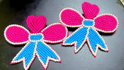 Handmade Seed Bead Bow Earrings