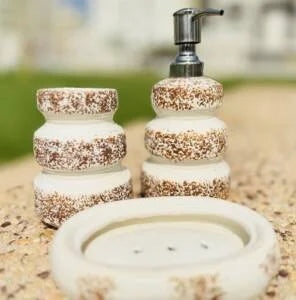 Rustic Looking Brown Bathroom Dispensorb set of 3