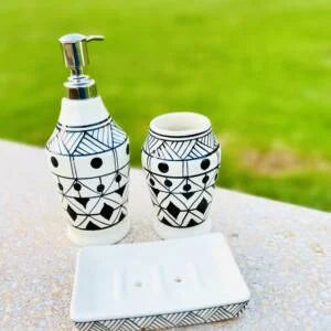 Black and White Bathroom Dispensers Set of 3