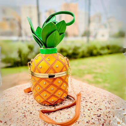 Unique fruit-inspired pineapple bag ideal for parties and summer events