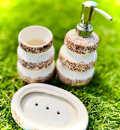 Rustic Looking Brown Bathroom Dispensorb set of 3 beautiful