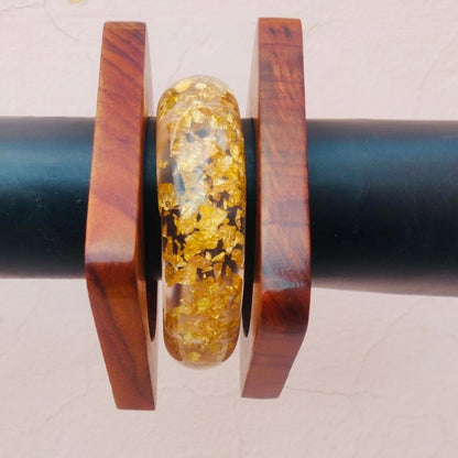 Elegant handcrafted resin and wooden bangles set adding charm to any outfit