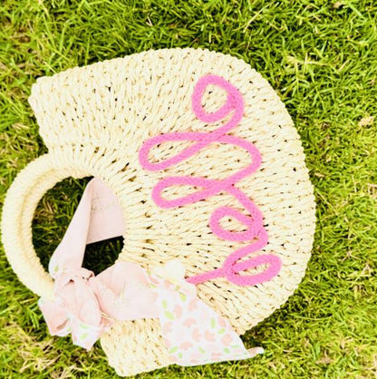 Vacation Style Straw Bag with a Bow Available in 2 Colors
