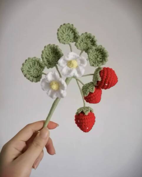 Strawberry Shaped Handmade Crochet Flower