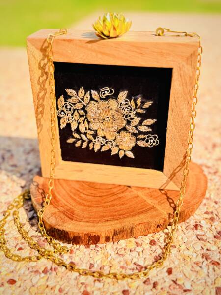 Wooden Black Color Handbag