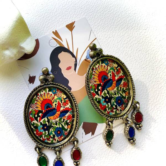 VIntage Handpainted Color Earring Meenakarai