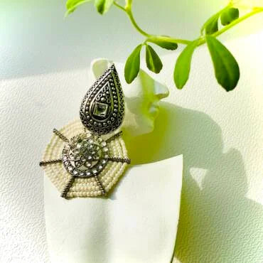 Brass Metal Crysal And Beads Studded Sequis Hand Crafted Drop Earring