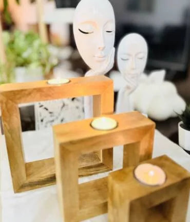 Wooden Set of 3 Candle Holder