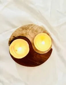 Wooden Yin yan Candle Holder