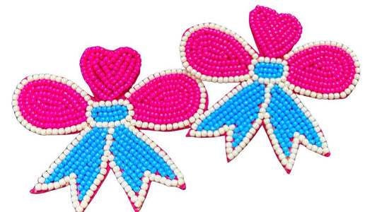 Handmade Seed Bead Bow Earrings