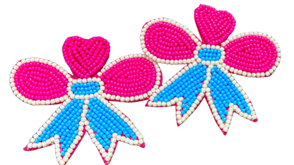 Handmade Seed Bead Bow Earrings