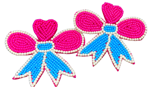 Handmade Seed Bead Bow Earrings